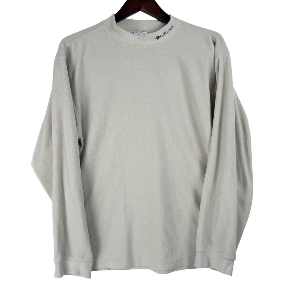 Columbia Fleece Pullover Men Medium Cream Mock Neck Gorpcore Outdoor Minimalist